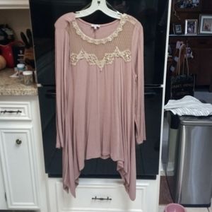 Blush Color Top, Size L, Rayon and Spandex